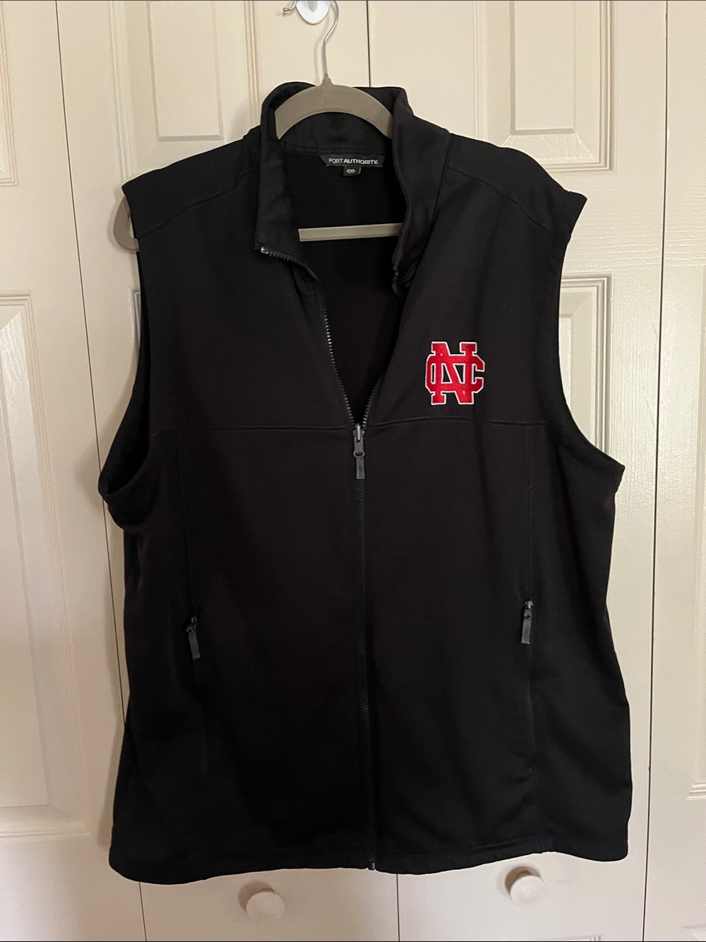 NPort Authority Black NC Softshell Vest with Red Emblem